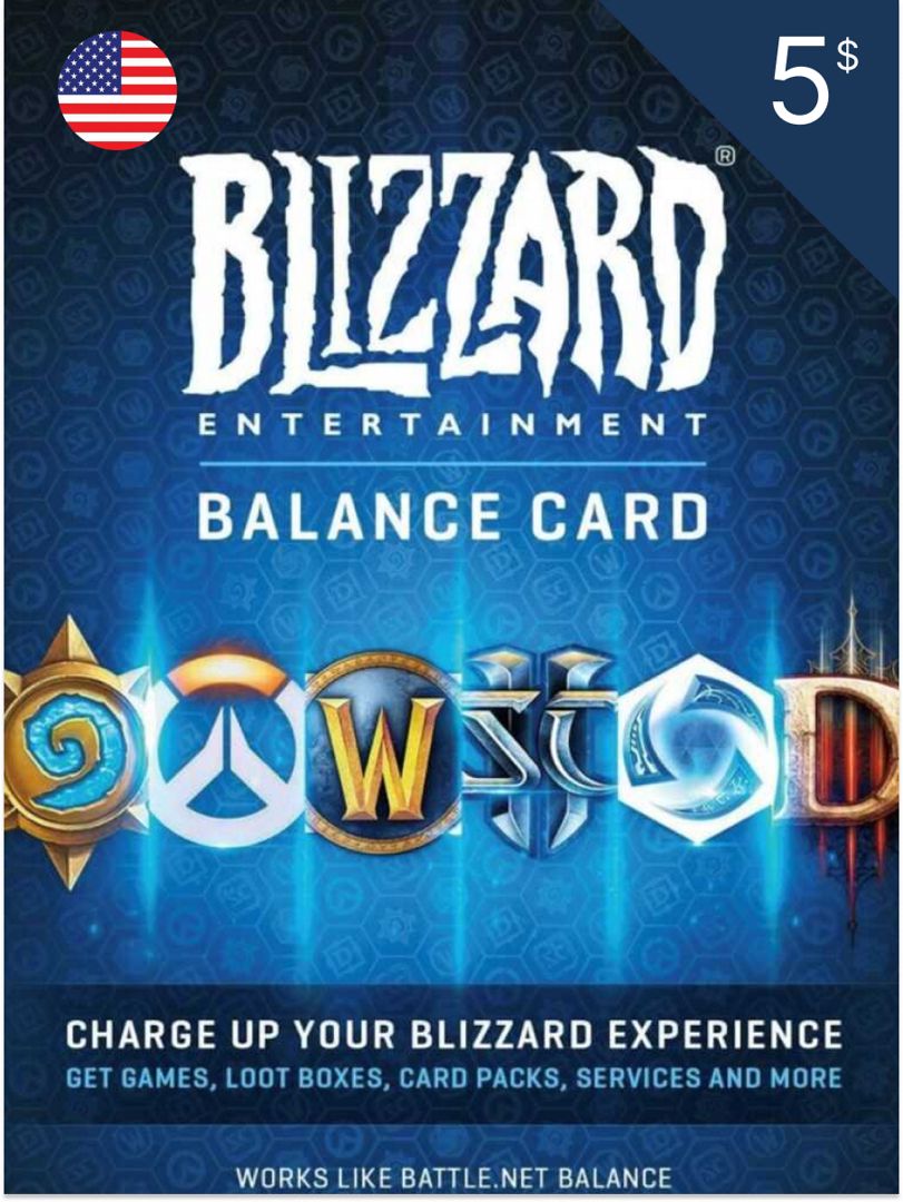 Пополнение счета Blizzard (Battle NET) на 5 USD ($) Америка/ Код активации доллары/ Подарочная карта