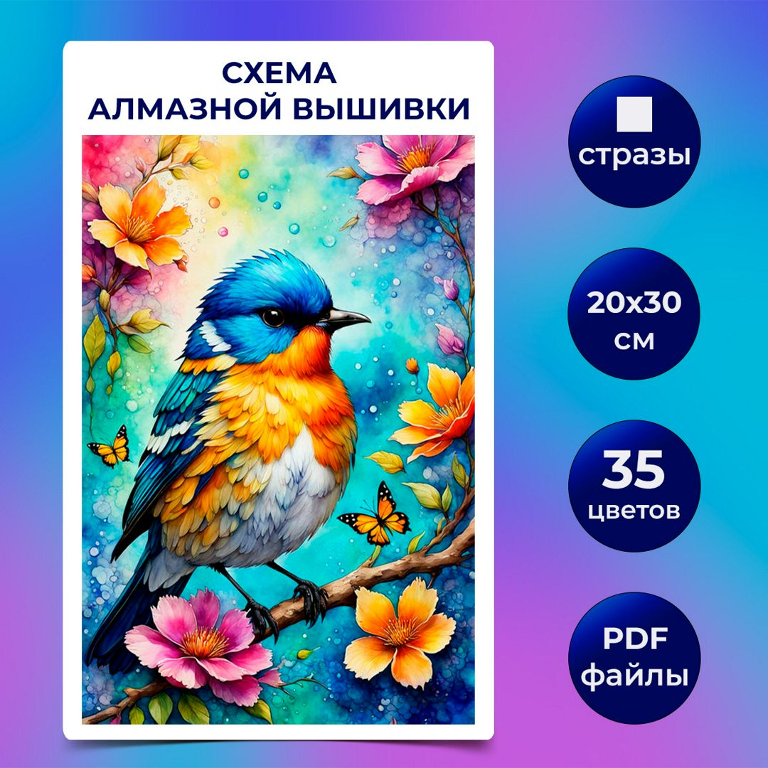 Авторская схема алмазной вышивки/мозаики (квадратные стразы) 20х30 см