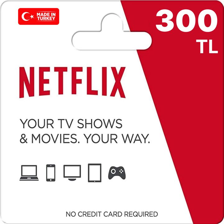 Подарочная карта Netflix 300 TL (TRY) на турецкий аккаунт / Код активации Нетфликс/ Gift Card Турция