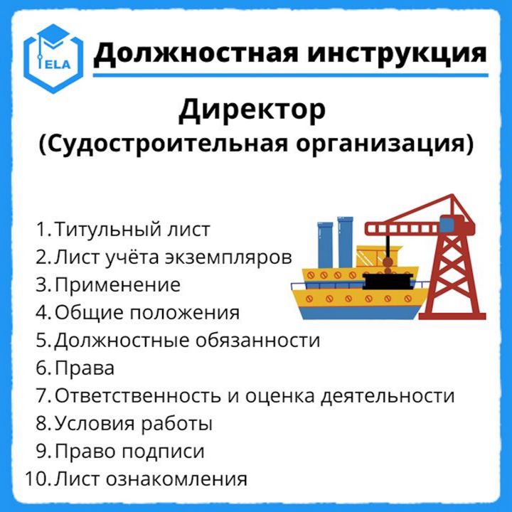 Должностная инструкция: Директор (Судостроительная организация)