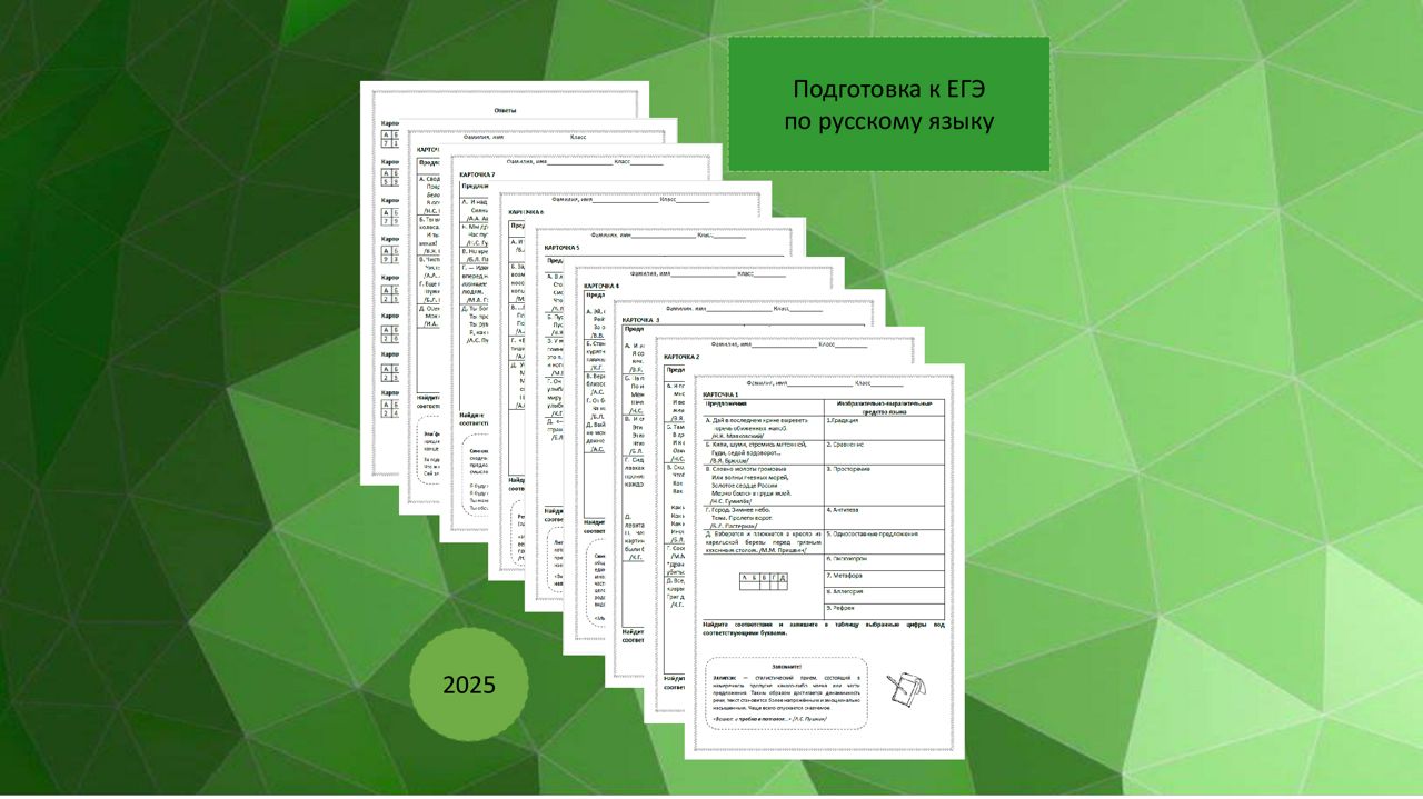 ЕГЭ-25 по русскому языку, задание 22 (карточки/рабочие листы)