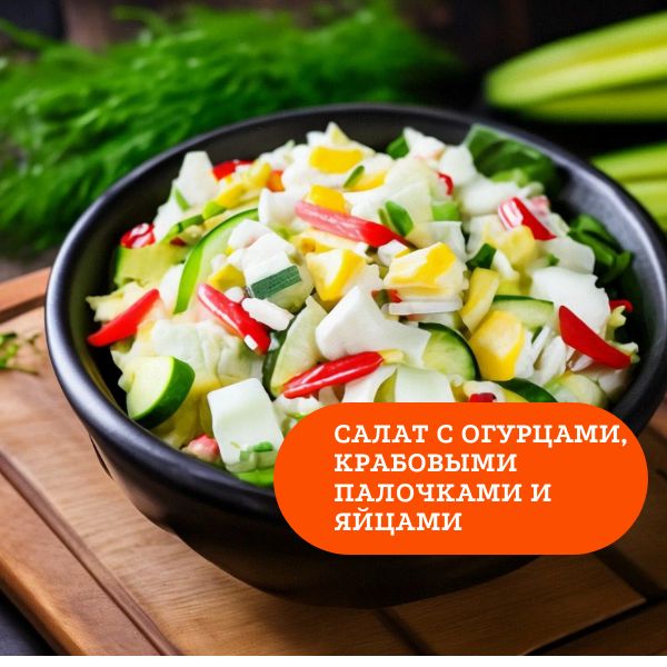 Рецепт салата с крабовыми палочками, пекинской капустой, огурцами и яйцами