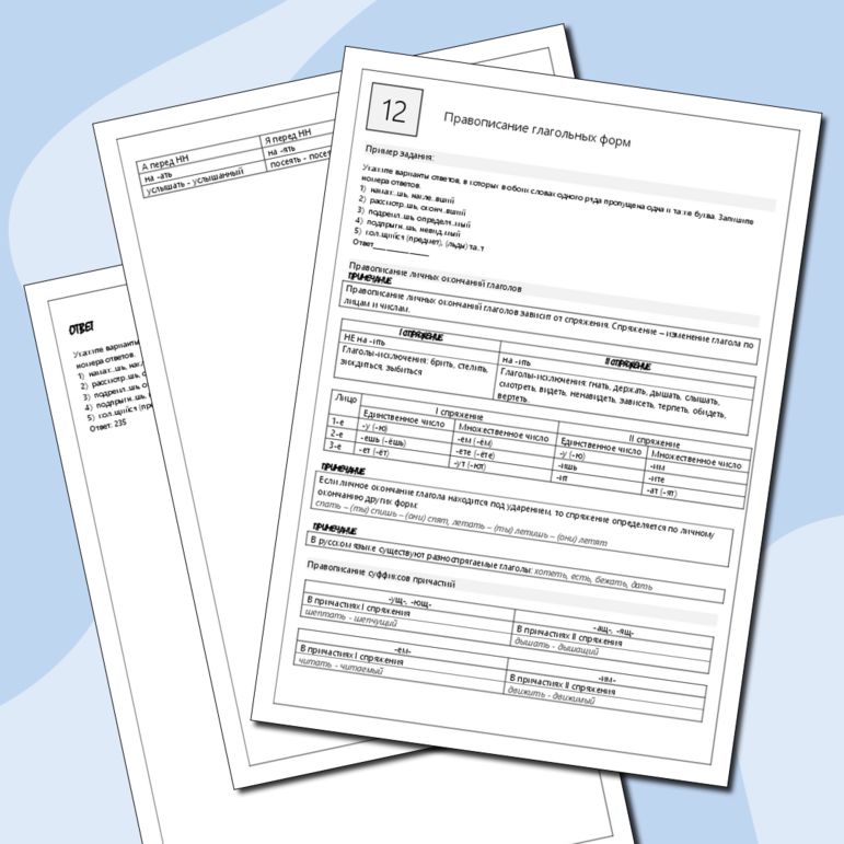 Буклет (конспект) 12 задание ЕГЭ по русскому языку. Правописание глагольных форм