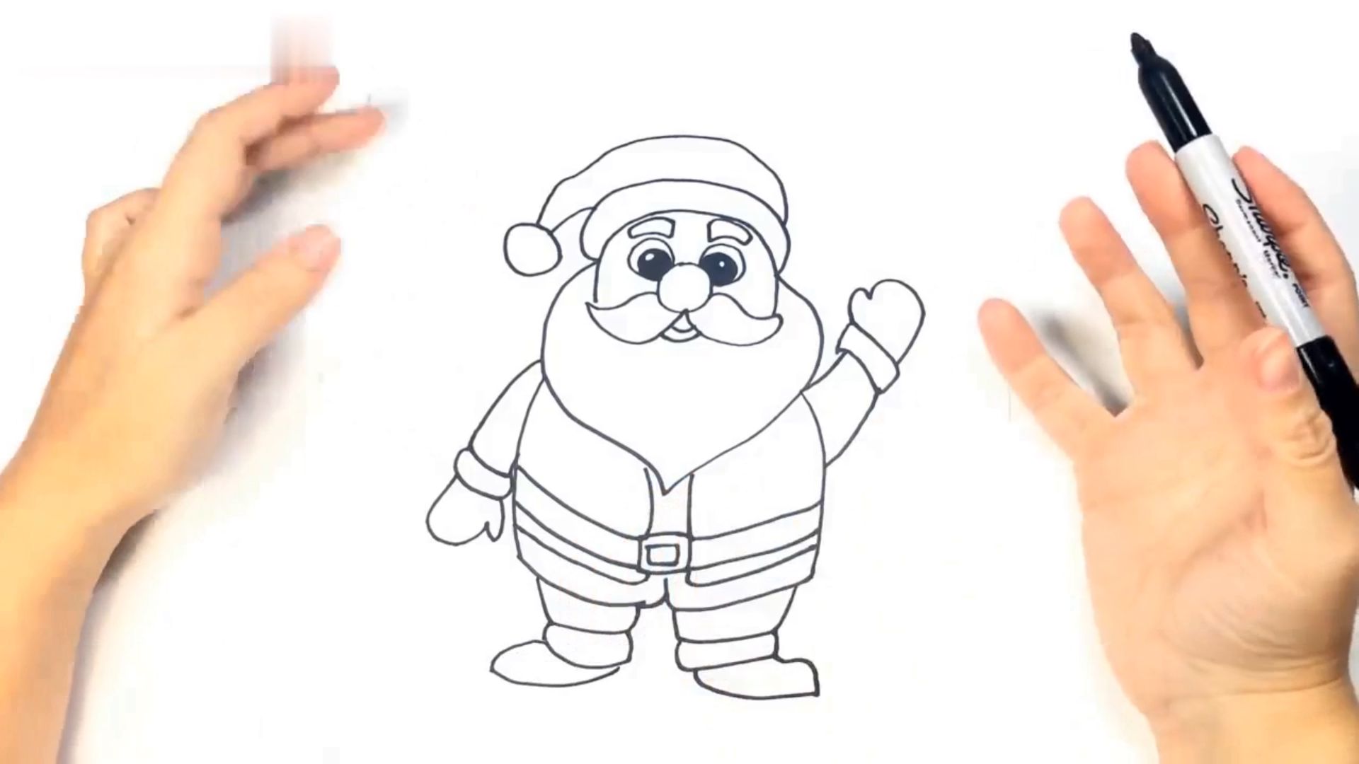 Рисуем Деда Мороза с детьми. Детский урок рисования.
