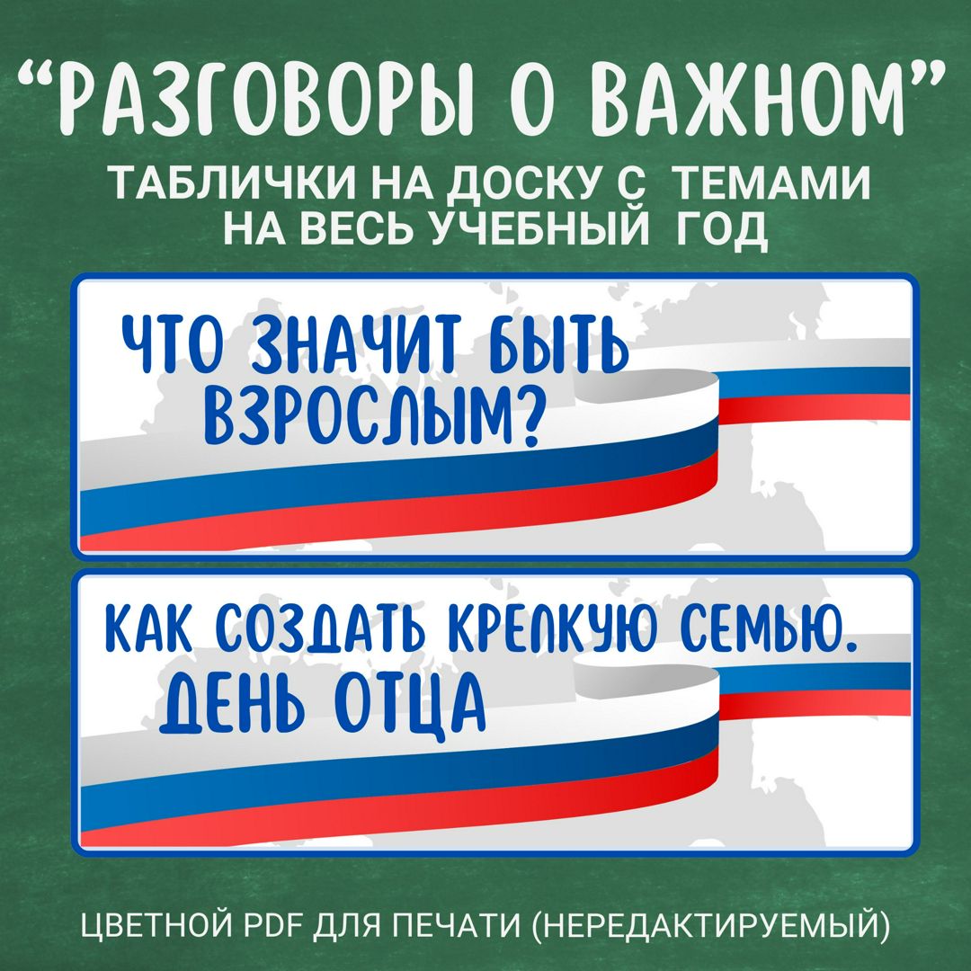 Таблички на доску "Разговоры о важном" на весь учебный год. Нередактируемый формат