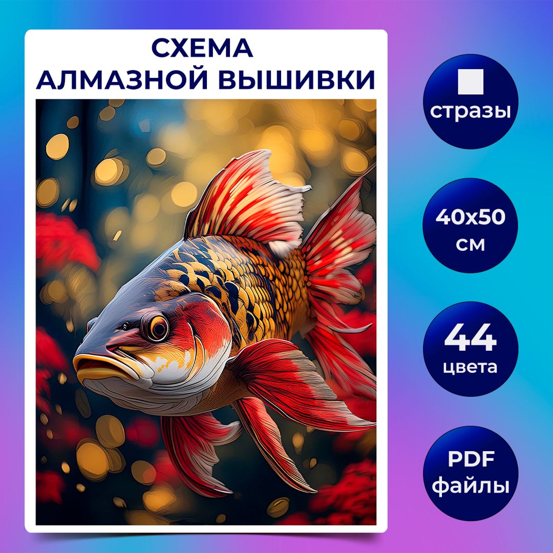 Авторская схема алмазной вышивки/мозаики (квадратные стразы) 40х50 см