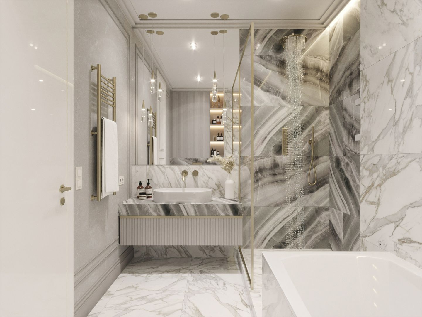 3D модель ванной санузла дизайн интерьера квартиры дома готовая сцена 3D max / Corona Render