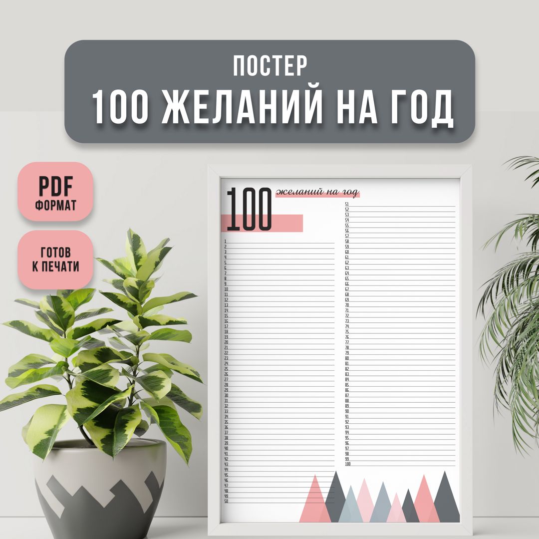 Постер 100 желаний на год 