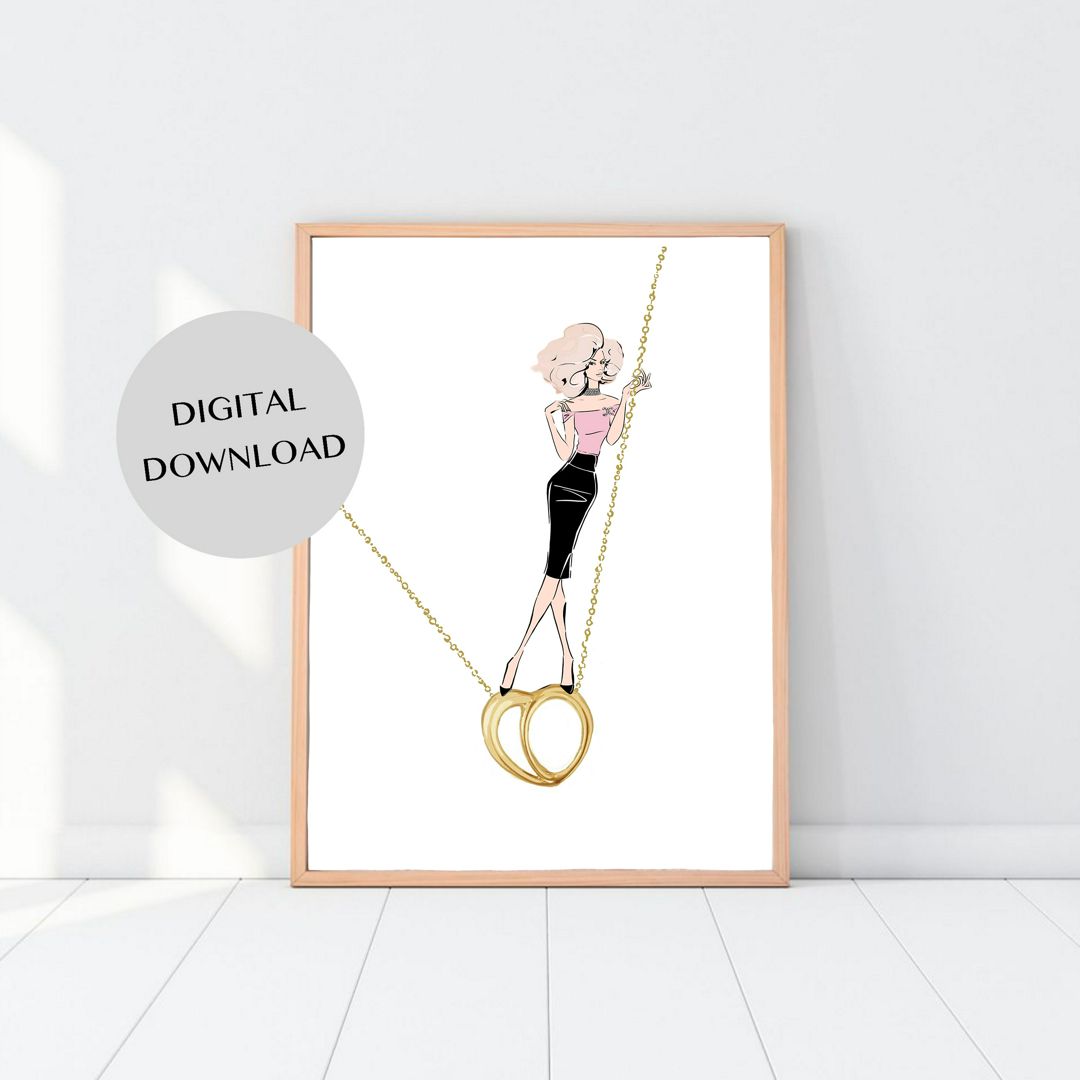 Постер для интерьера - Девушка с золотым кулоном