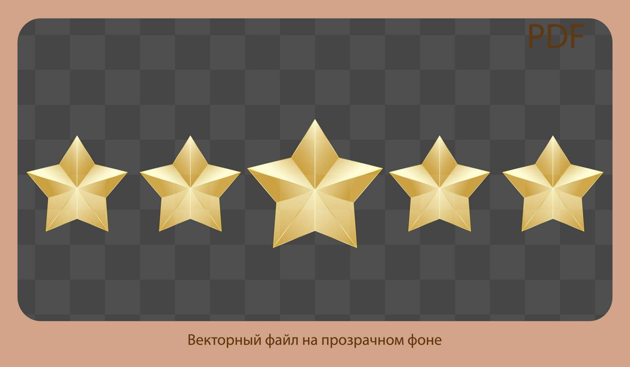 5 пять золотых звёзд рейтинга отзыва. векторная иконка на прозрачном фоне