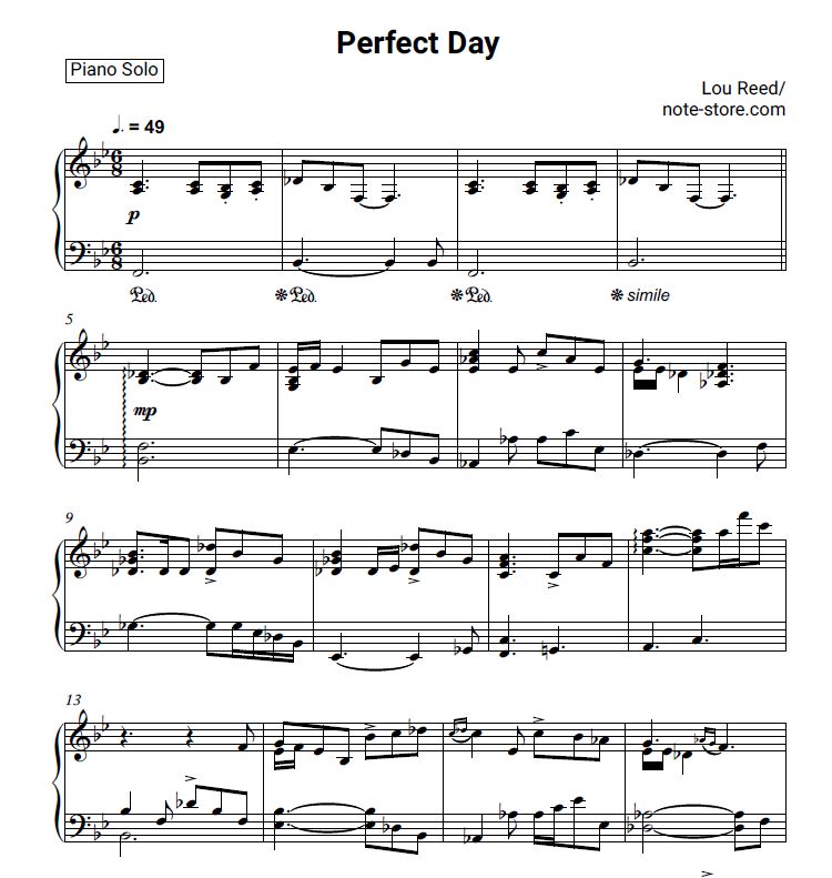 Ноты Lou Reed - Perfect Day (Piano Accompaniment) - Пианино.Соло