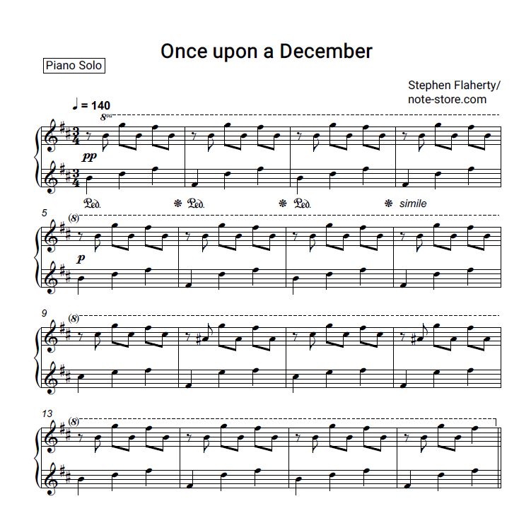 Ноты Stephen Flaherty - Once Upon A December - Пианино.Соло.