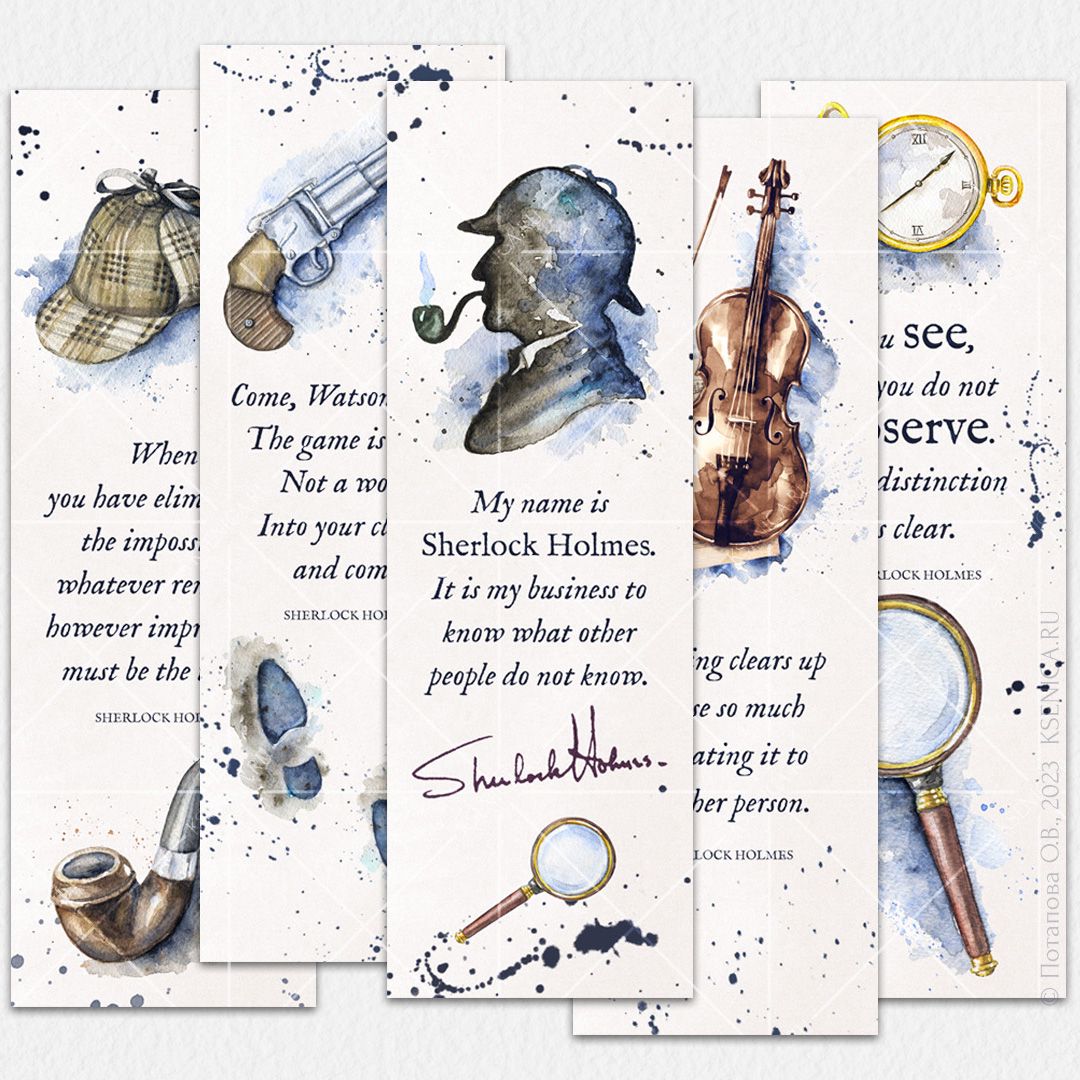 Закладки для книг | Шерлок Холмс цитаты на английском | Шаблон для распечатки
