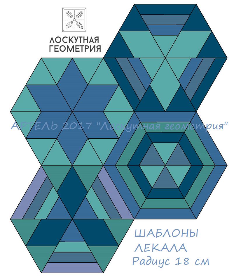 Шаблоны для блока ШЕСТИГРАННИК радиус 18 см. 2 шт.