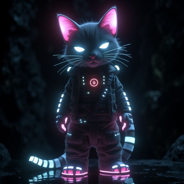 cyberpunk neon cat model (6)