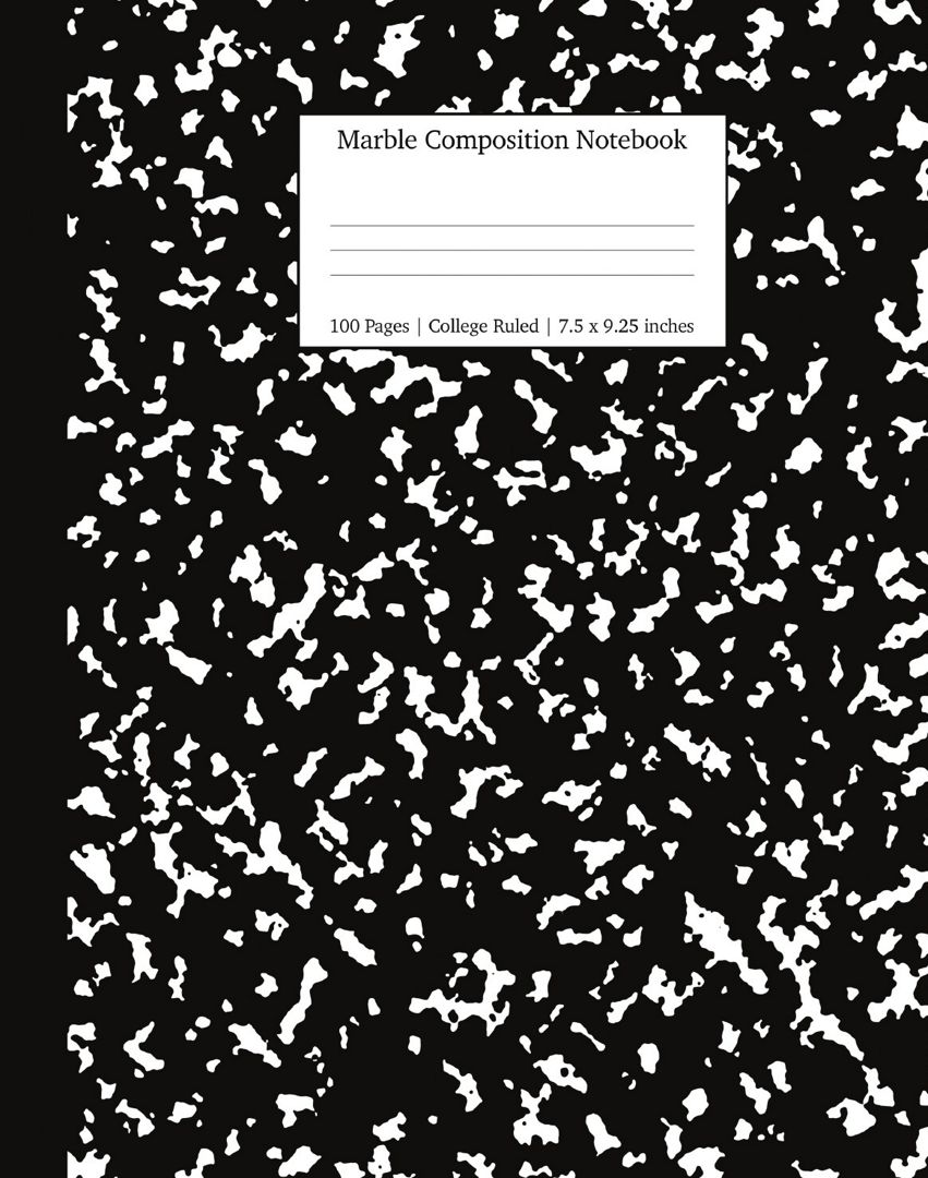 Marble Composition Notebook College Ruled. Black Marble Notebooks, School Supplies, Notebooks for...