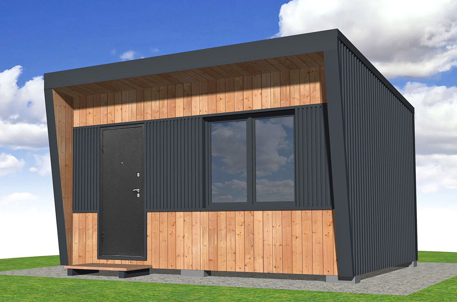 Проект каркасной бытовки 3 х 6 м (Q-36)