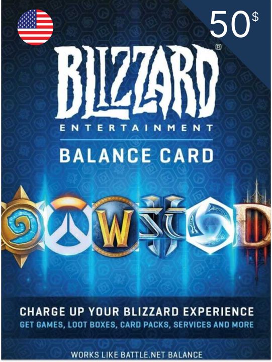 Пополнение счета Blizzard (Battle NET) на 50 USD $) Америка/ Код активации доллары/ Подарочная карта