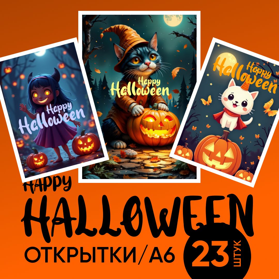 Открытки Happy Halloween PDF (23шт.) A6.