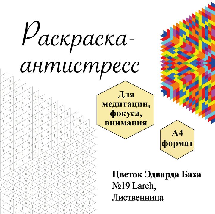 Раскраска № 19 Larch, Лиственница, Цветок Эдварда Баха, антистресс