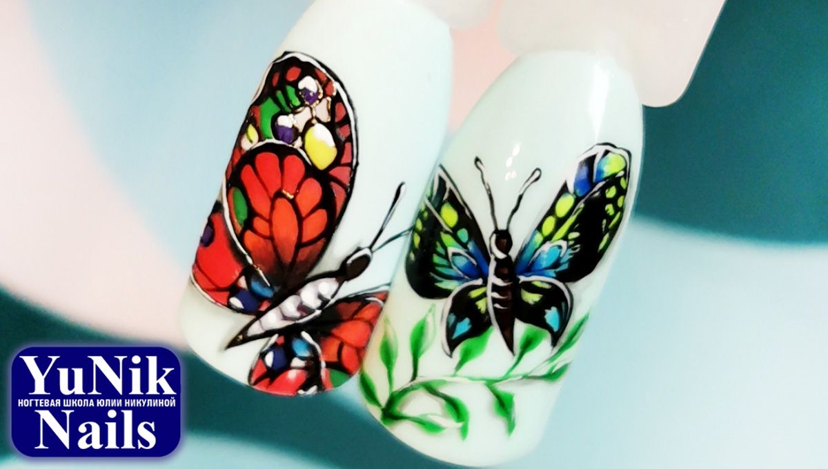 Онлайн обучение маникюру. Роспись на ногтях "Бабочки гель-лаками"