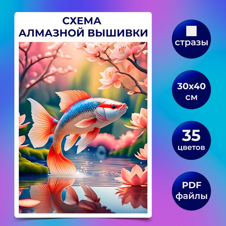 Авторская схема алмазной вышивки/мозаики (квадратные стразы) 30х40 см