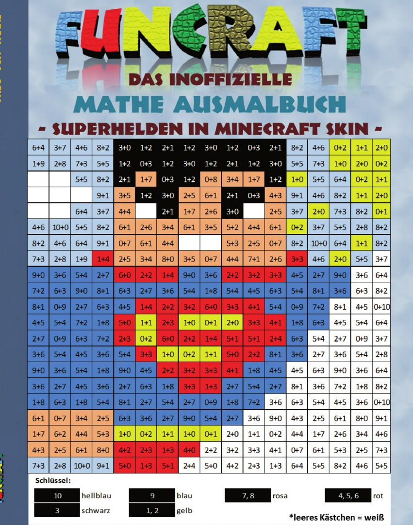 Funcraft - Das inoffizielle Mathe Ausmalbuch. Superhelden im Minecraft Skin (Superman Cover):Alte...