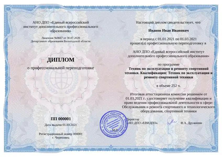 Техник по эксплуатации и ремонту спортивной техники. Квалификация ...