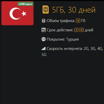 ESIM для Турции 5ГБ, 30 дней, интернет в Турции для телефона - КупиeSIM ...