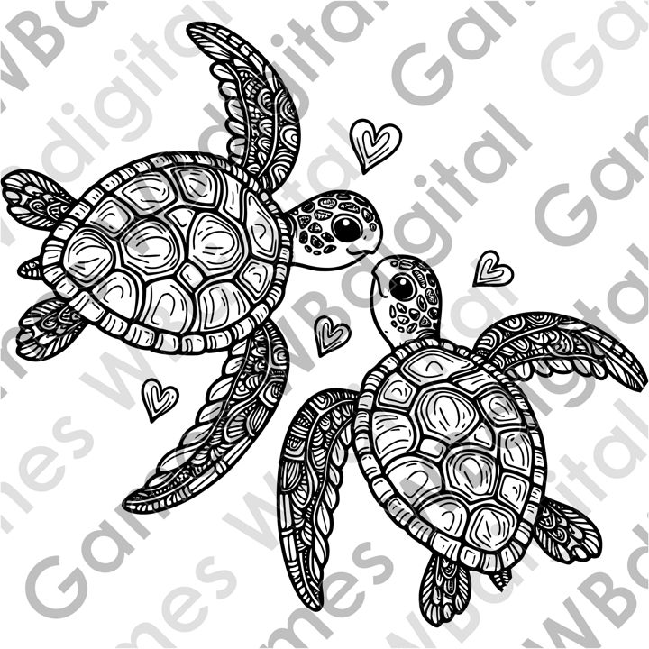 Пара молодых влюбленных морских черепах. Молодая семья зеленых морских черепах
