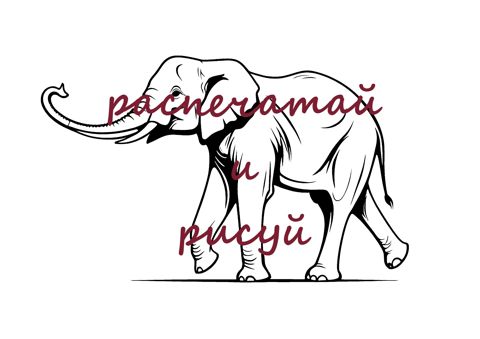 Раскраска для детей «Распечатай и рисуй» слон, размер A4, в формате PDF ...