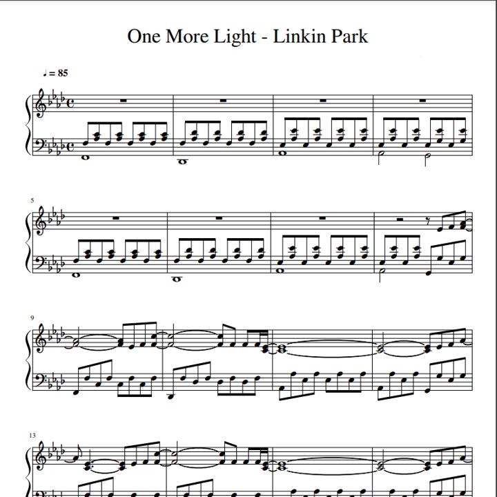 Ноты Linkin Park - One More Light. Пианино. Соло.