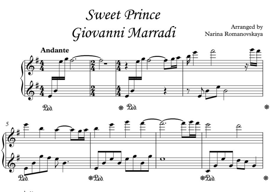 Sweet Prince. Giovanni Marradi. Ноты для фортепиано