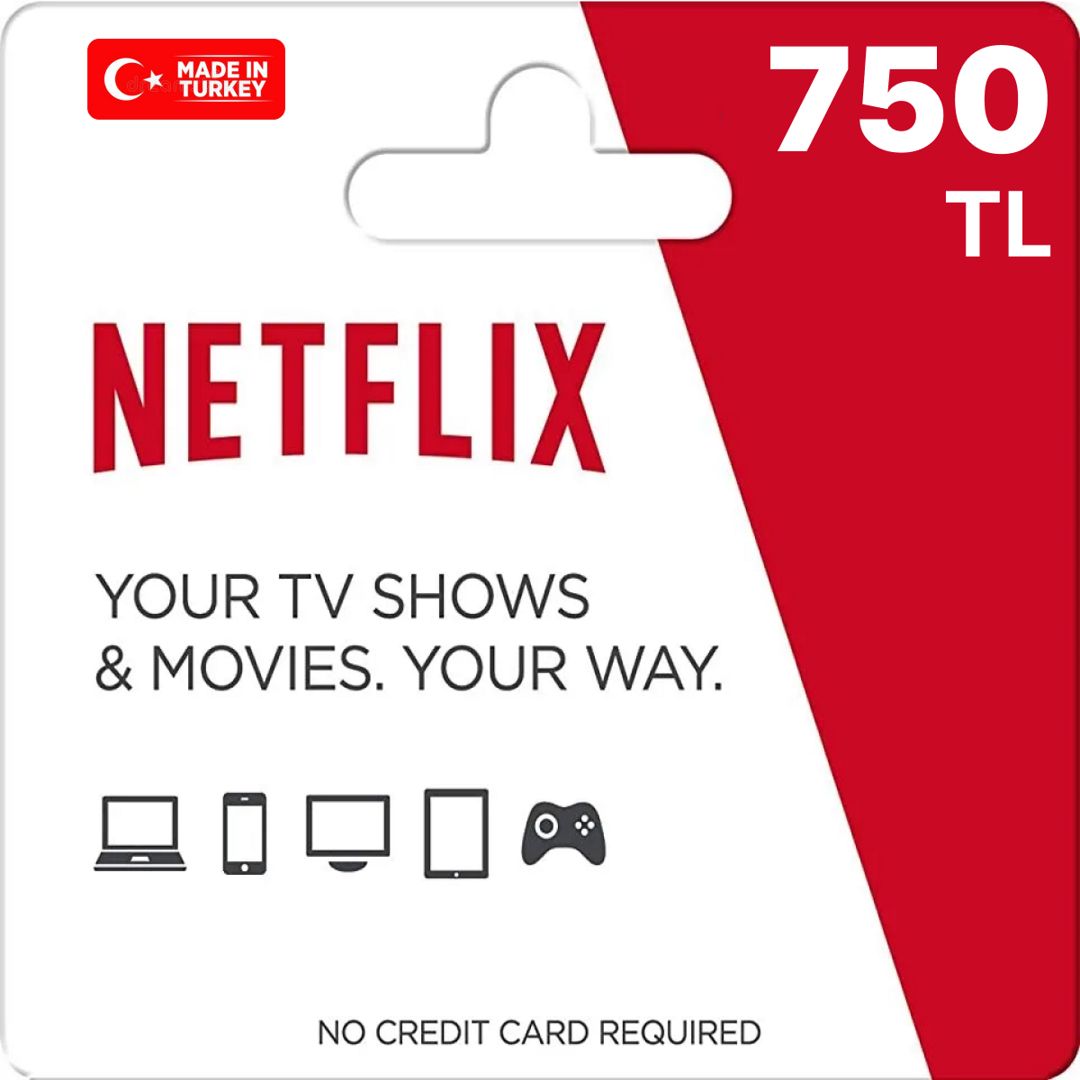 Подарочная карта Netflix 750 TL (TRY) на турецкий аккаунт / Код активации Нетфликс/ Gift Card Турция