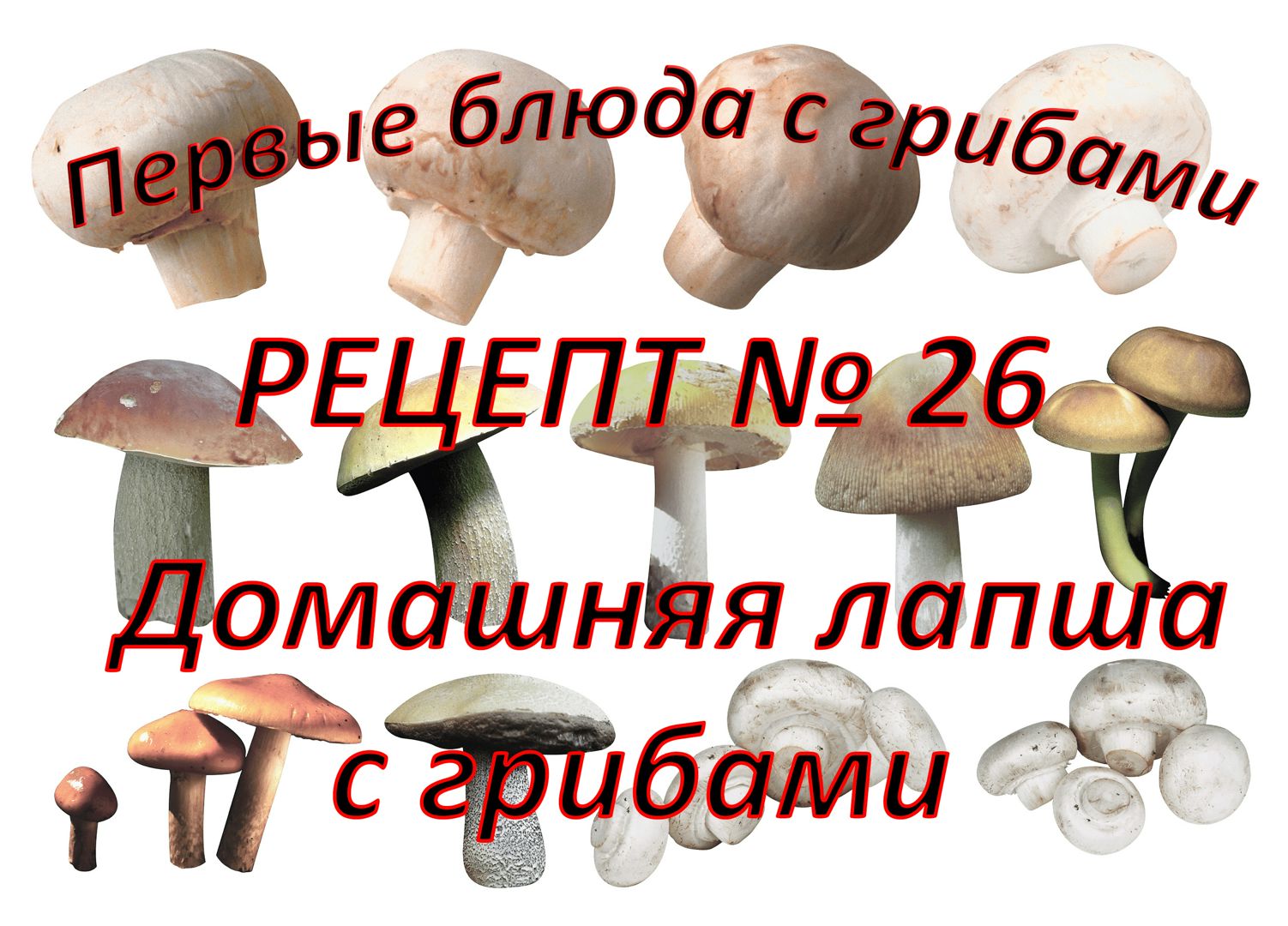 Первые блюда Рецепт № 26 Домашняя лапша с грибами