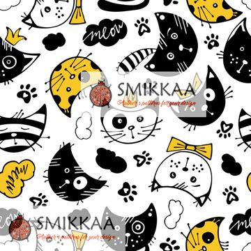 Черно-белые котики, бесшовный паттерн - P15 - SMIKKAA - скачать на ...