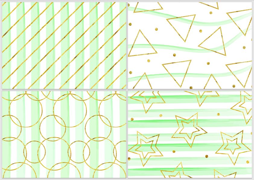Цифровая бумага для скрапбукинга "Бумага зеленая с золотом-3"