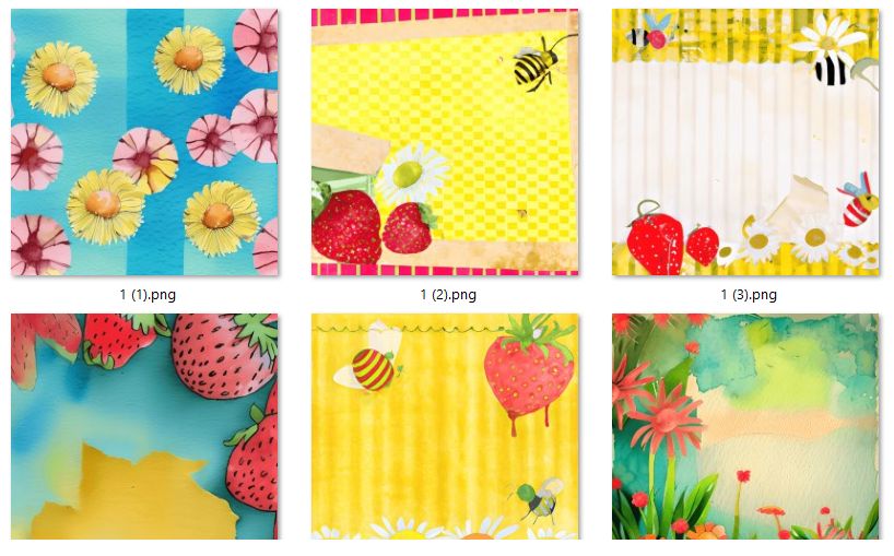 Цифровая бумага для скрапбукинга "Лето-пчела-цветочные фоны-фотоальбом-книга пожеланий-скрапбукинг"