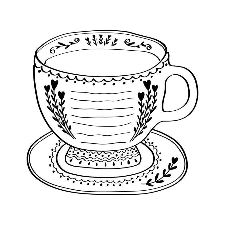 Векторная детская иллюстрация "Чашка с блюдцем"