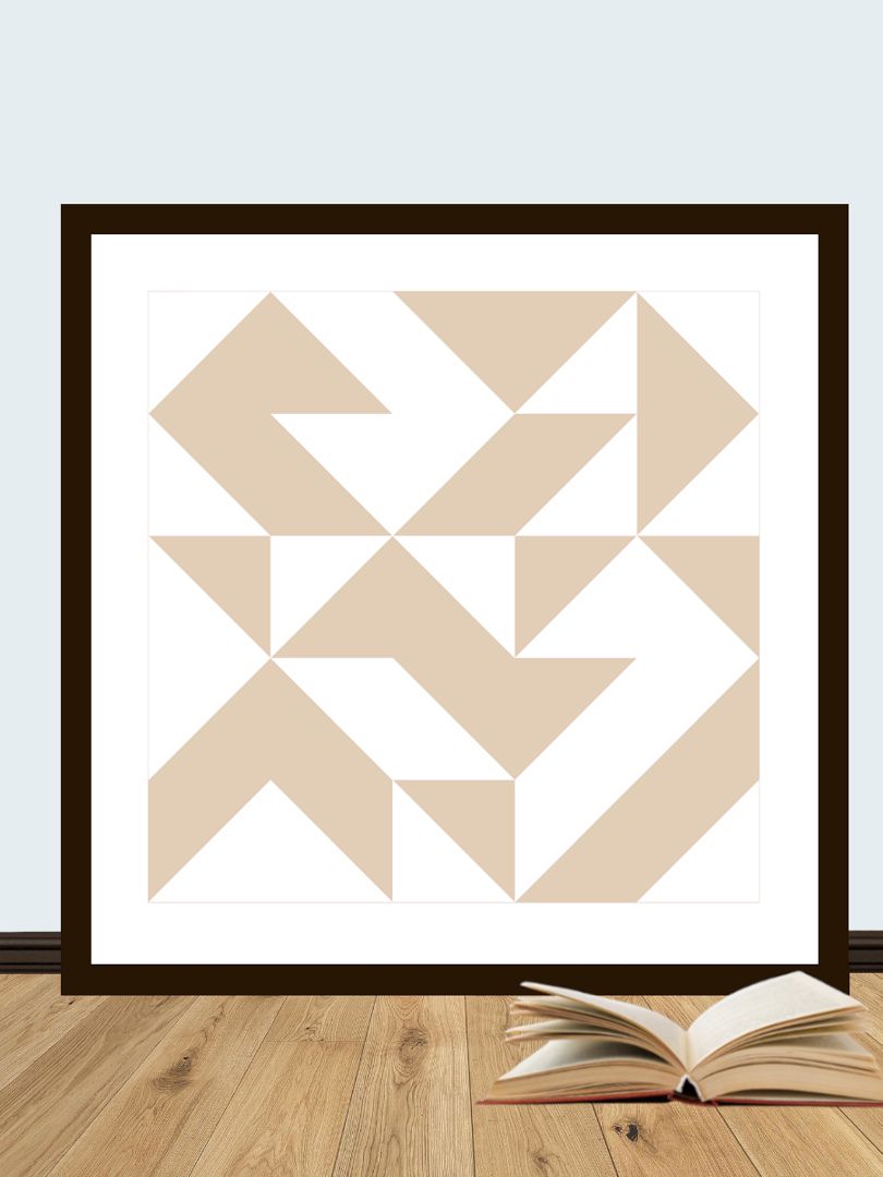 Интерьерный квадратный постер на стену 60х60 большой абстракция сканди белый бежевый