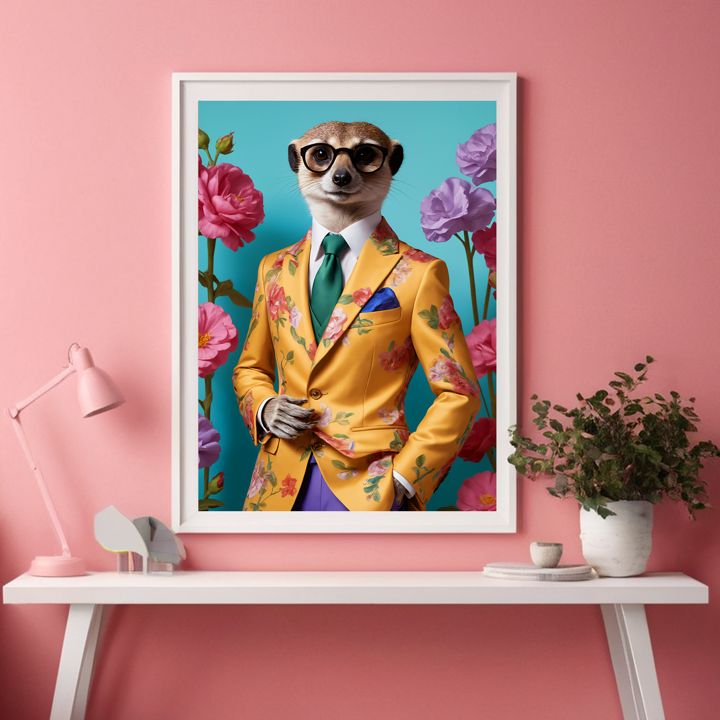 Цифровой постер. Цветочный костюм и галстук. Стиль