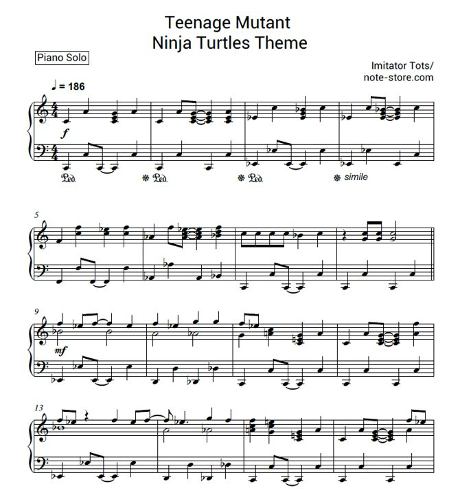 Ноты Imitator Tots - Teenage Mutant Ninja Turtles theme - Пианино.Соло