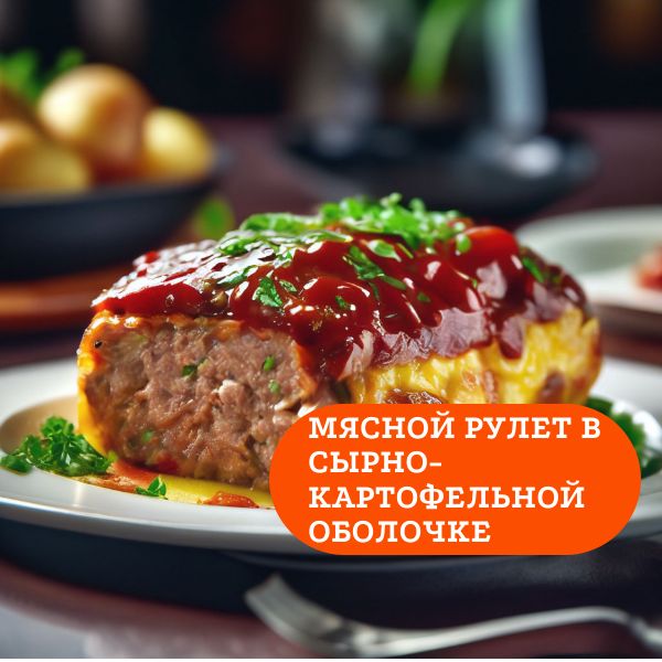 Мясной рулет в сырно-картофельной оболочке