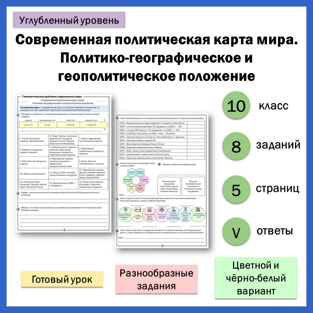 10-14. Современная политическая карта мира. Политико-географическое и геополитическое положение.