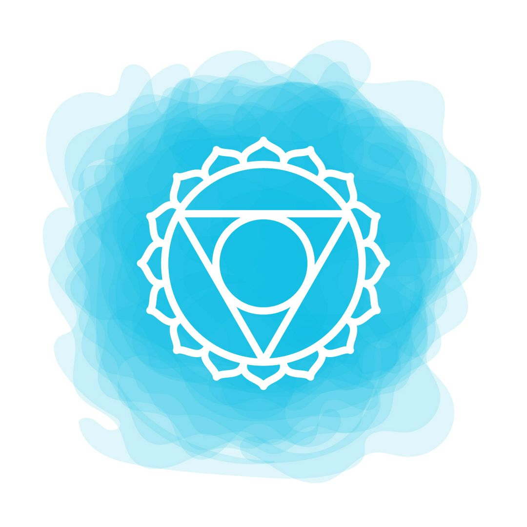 Чакра или падма. Вишудха. Векторная иконка, значок, иллюстрация pdf. Йога, медитация, индуизм