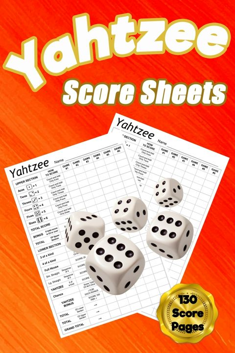 Yahtzee Score Sheets. 130 Pads for Scorekeeping - Yahtzee Score Cards | Yahtzee Score Pads with S...