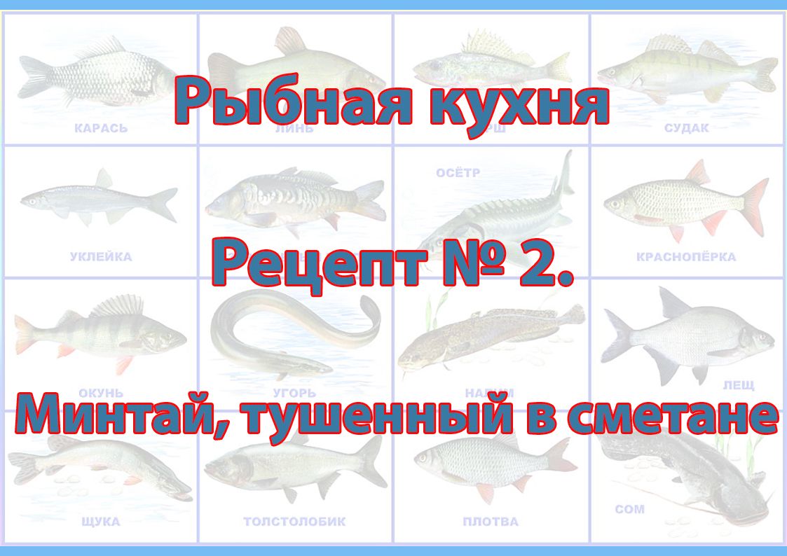 Рыбная кухня Рецепт № 2 Минтай, тушенный в сметане