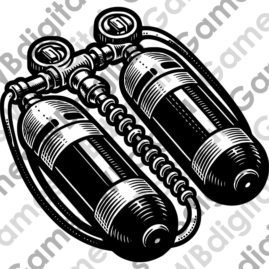 Двойной кислородный баллон для дайверов. Оборудование для подводной охоты