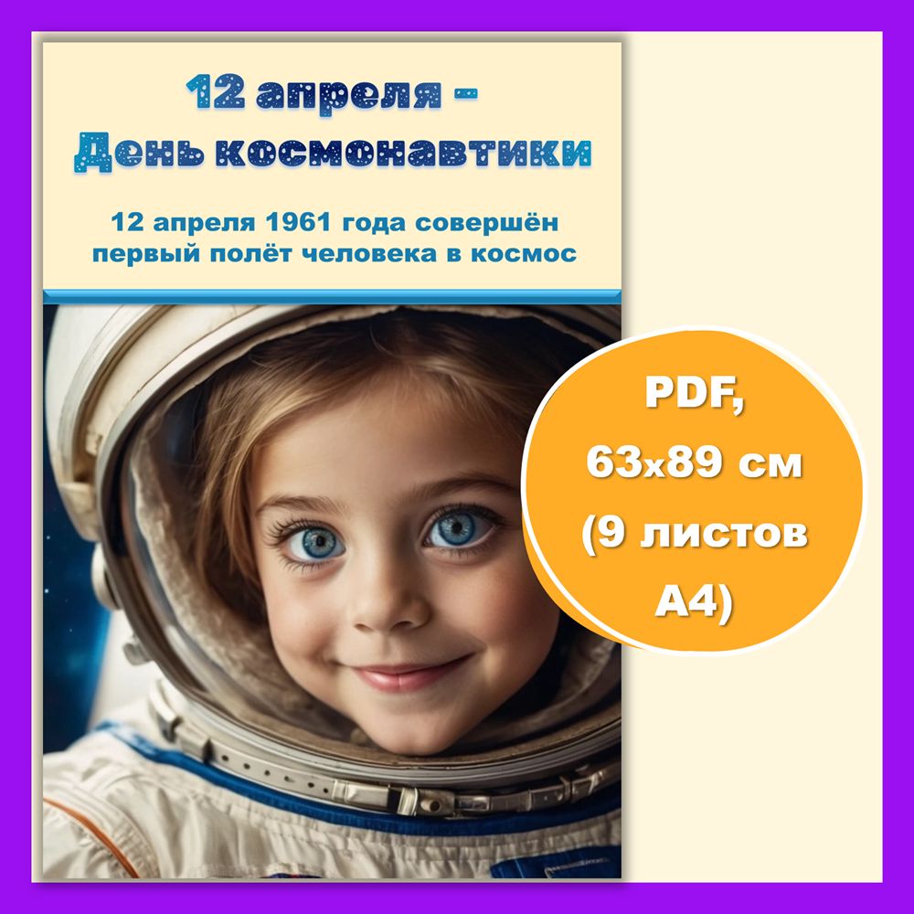 Плакат ко Дню космонавтики большого размера - Копилка ПЕДАГОГА ...