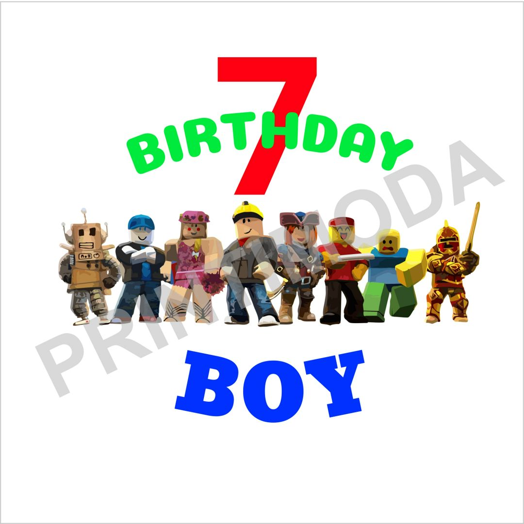 Принт на футболку, кружку. Roblox Birthday от 5 до 10 лет.